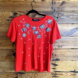 Sag Harbor embroidered patchwork patriotic tee size medium